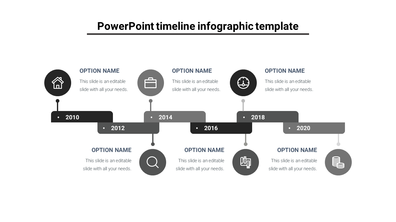 PowerPoint timeline infographic template-gray